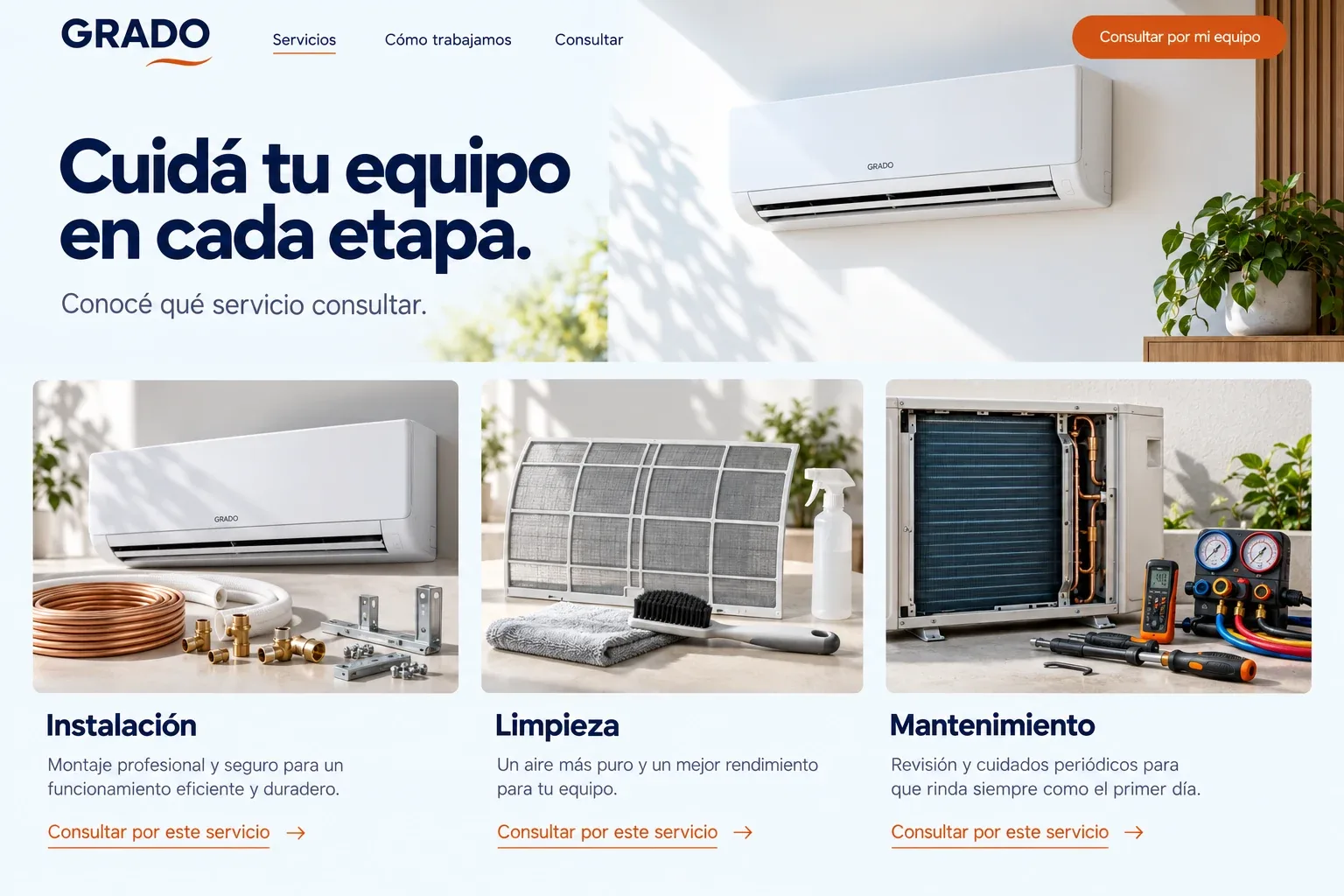 Servicios de instalación, limpieza y mantenimiento de aire acondicionado en Grado.