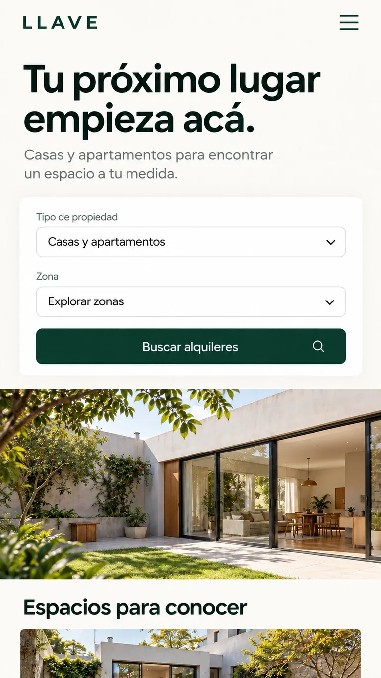 La misma sección de Llave adaptada a una pantalla móvil.