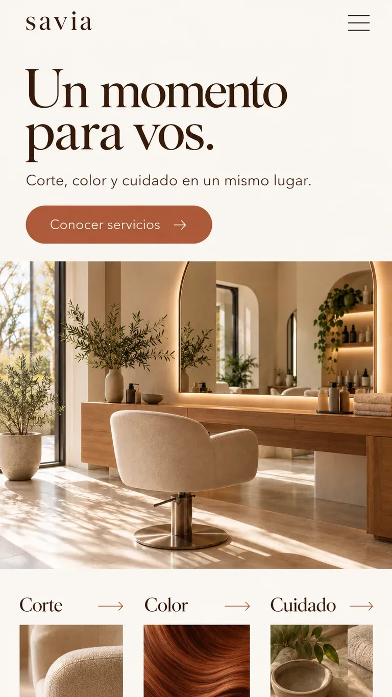 La misma sección de Savia adaptada a una pantalla móvil.