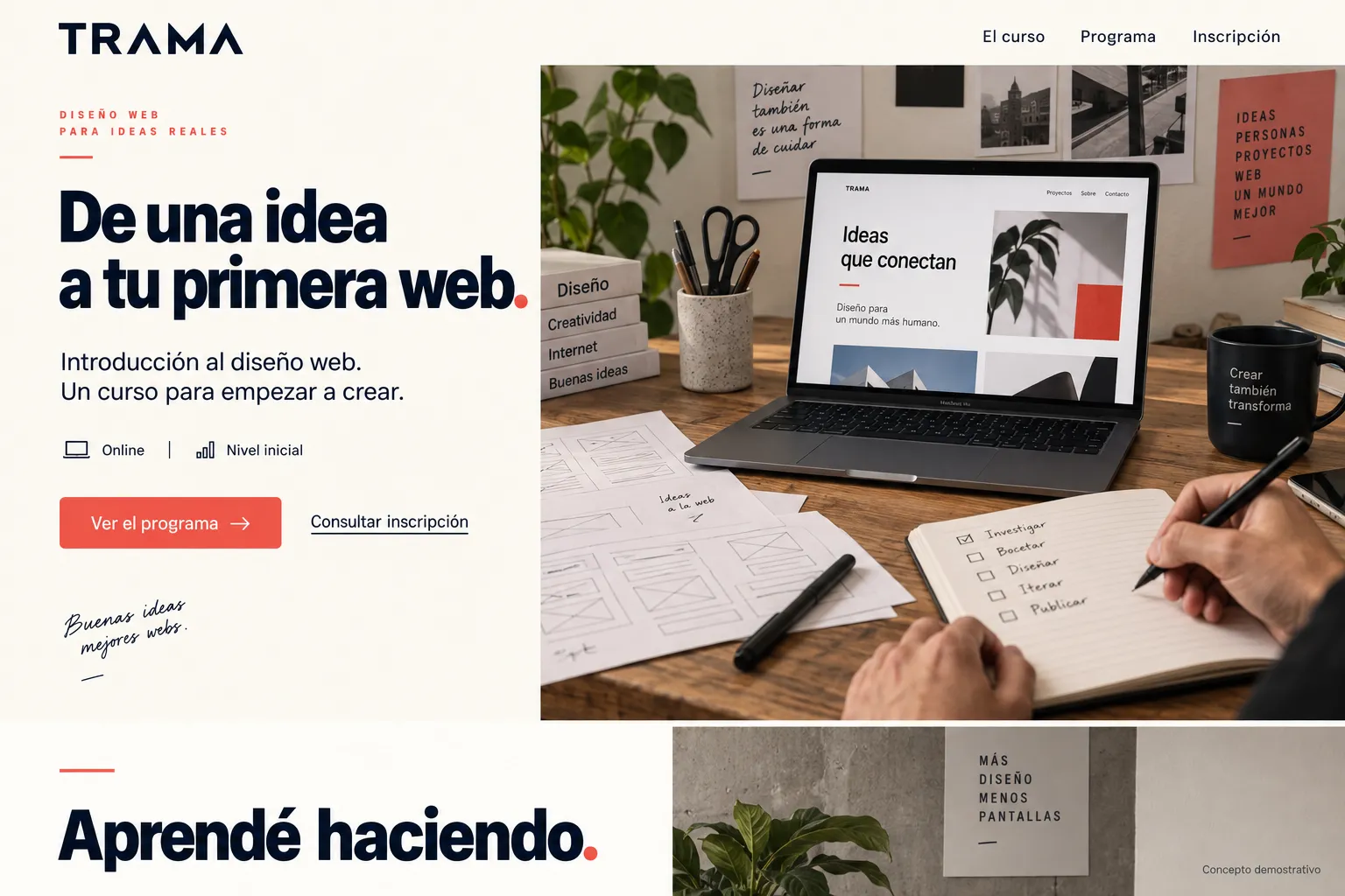 Landing de Trama para el curso Introducción al diseño web.